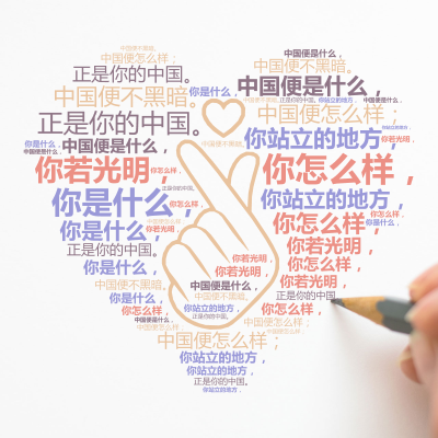 标签云:你站立的地方，,正是你的中国。,你怎么样，,中国便怎么样；,你是什么，,中国便是什么，,你若光明，,中国便不黑暗。,文字词云图-wenziyun.cn