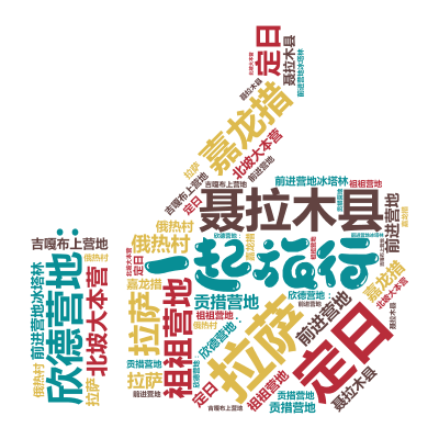 标签云:拉萨,定日,聂拉木县,欣德营地：,嘉龙措,祖祖营地,吉嘎布上营地,贡措营地,俄热村,北坡大本营,前进营地,前进营地冰塔林,文字词云图-wenziyun.cn