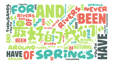 标签云:Rivers ,and,springs ,have ,been ,around ,for,thousands ,of ,years, ,an,文字词云图-wenziyun.cn