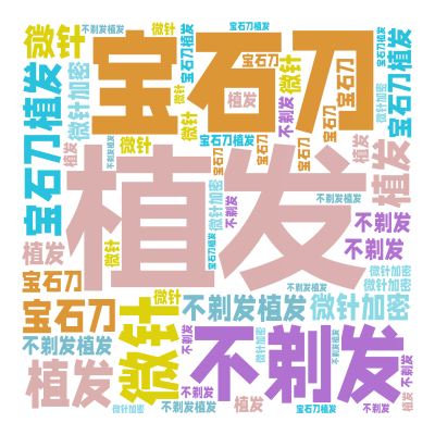 标签云:植发,宝石刀,微针,不剃发,植发,宝石刀植发,微针加密,不剃发植发,文字词云图-wenziyun.cn