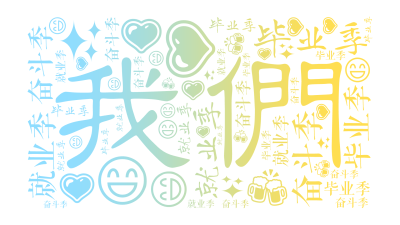 标签云:我们,毕业季,就业季,奋斗季,文字词云图-wenziyun.cn