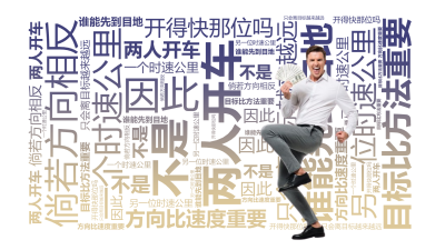标签云:两人开车,一个时速公里,另一位时速公里,谁能先到目地,开得快那位吗,不是,倘若方向相反,只会离目标越来越远,因此,方向比速度重要,目标比方法,文字词云图-wenziyun.cn
