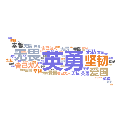 标签云:,英勇,无畏,坚韧,舍己为人,爱国,奉献,无私,文字词云图-wenziyun.cn