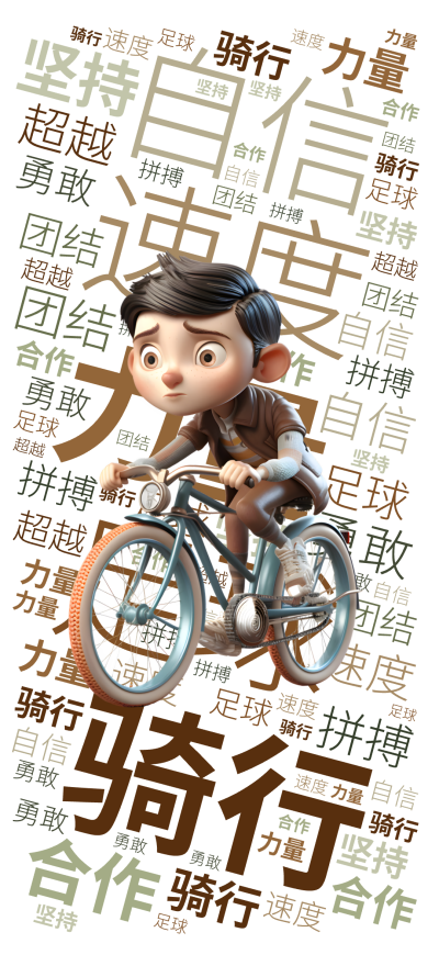 标签云:,骑行,足球,力量,速度,自信,坚持,合作,团结,勇敢,拼搏,超越,文字词云图-wenziyun.cn