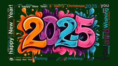 标签云:2025,Wishing ,you ,a merry Christmas ,and ,a happy New Year! ,文字词云图-wenziyun.cn