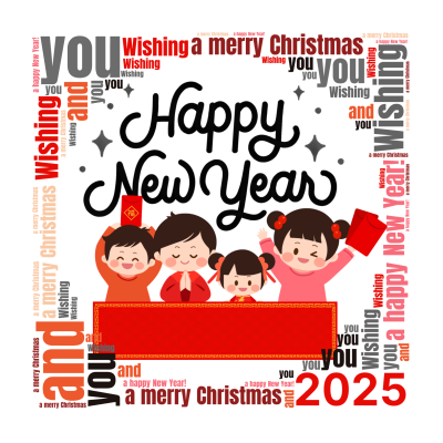 标签云:2025,Wishing ,you ,a merry Christmas ,and ,a happy New Year! ,文字词云图-wenziyun.cn