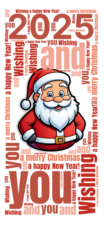 标签云:2025,Wishing ,you ,a merry Christmas ,and ,a happy New Year! ,文字词云图-wenziyun.cn
