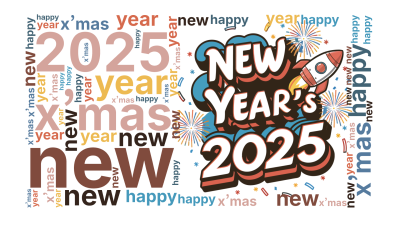 标签云:2025,x’mas,happy ,new ,year,文字词云图-wenziyun.cn