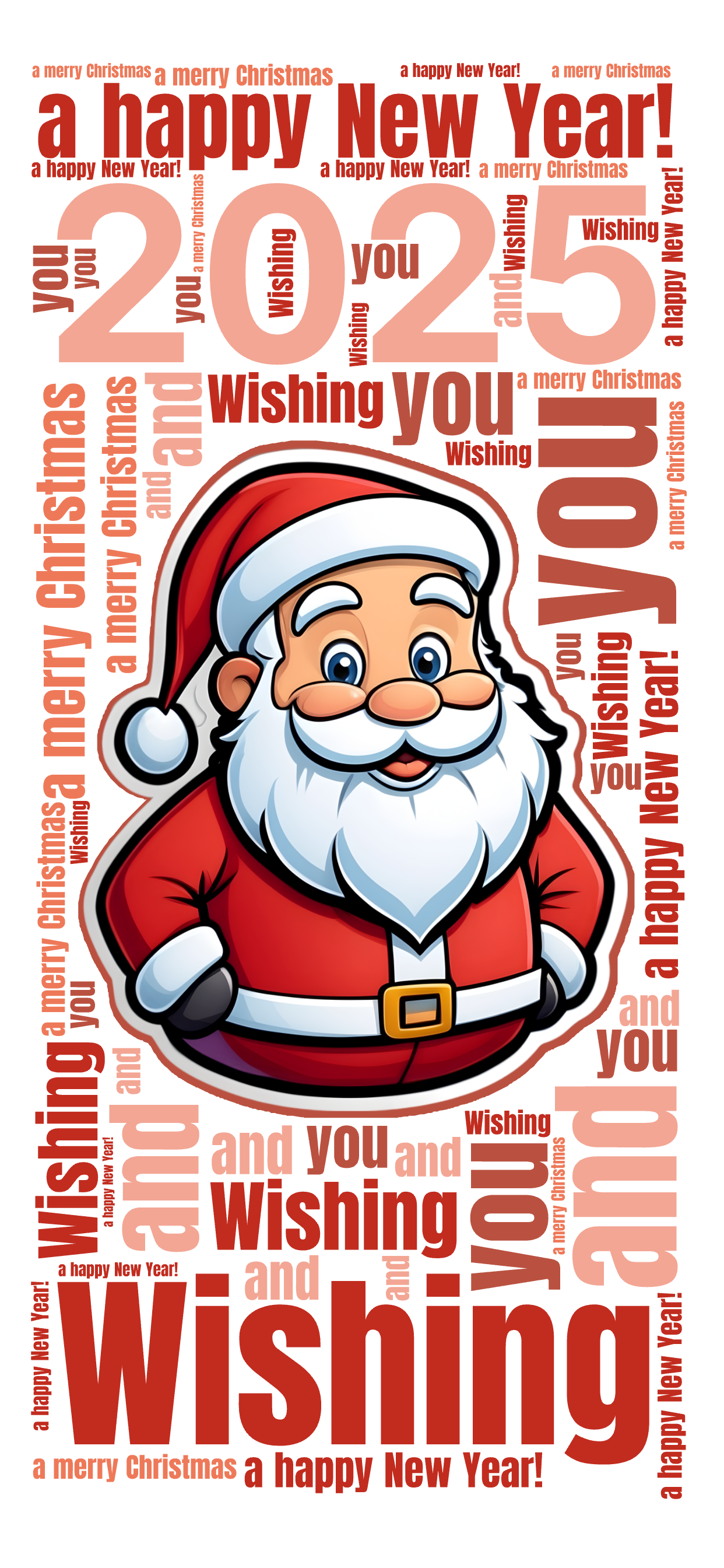 2025,Wishing ,you ,a merry Christmas ,and ,a happy New Year! ,文字词云图-wenziyun.cn