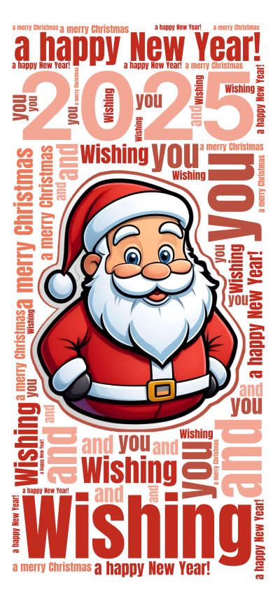标签云:2025,Wishing ,you ,a merry Christmas ,and ,a happy New Year! ,文字词云图-wenziyun.cn