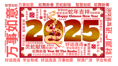 蛇年吉祥,万事如意,灵蛇献瑞,好运连连,蛇舞新春,财源广进,智慧如蛇,学业有成,生成的3D文字词云图-wenziyun.cn
