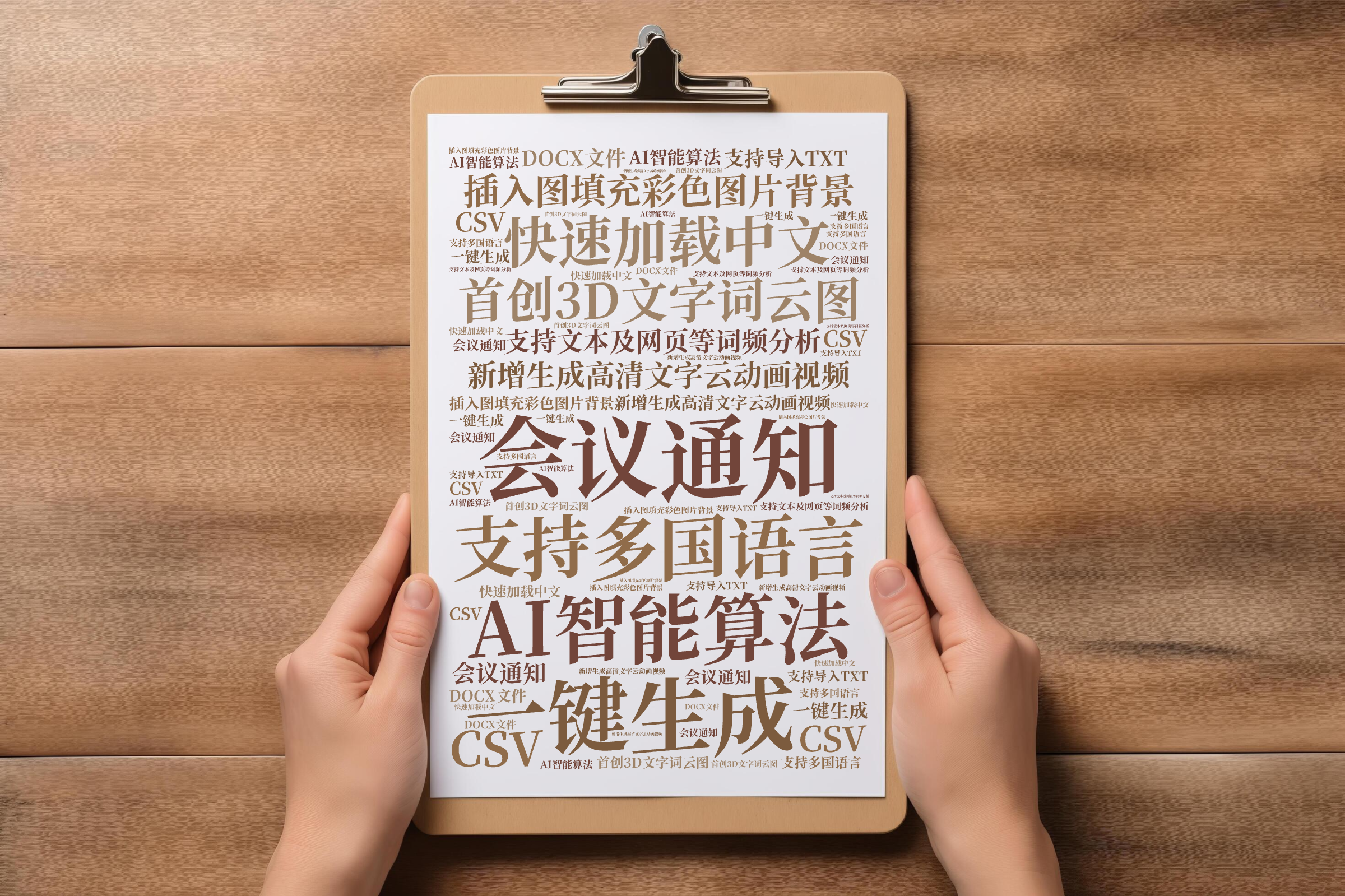 会议通知,新增生成高清文字云动画视频,插入图填充彩色图片背景,首创3D文字词云图,AI智能算法,一键生成,支持多国语言,快速加载中文,支持文,文字词云图-wenziyun.cn