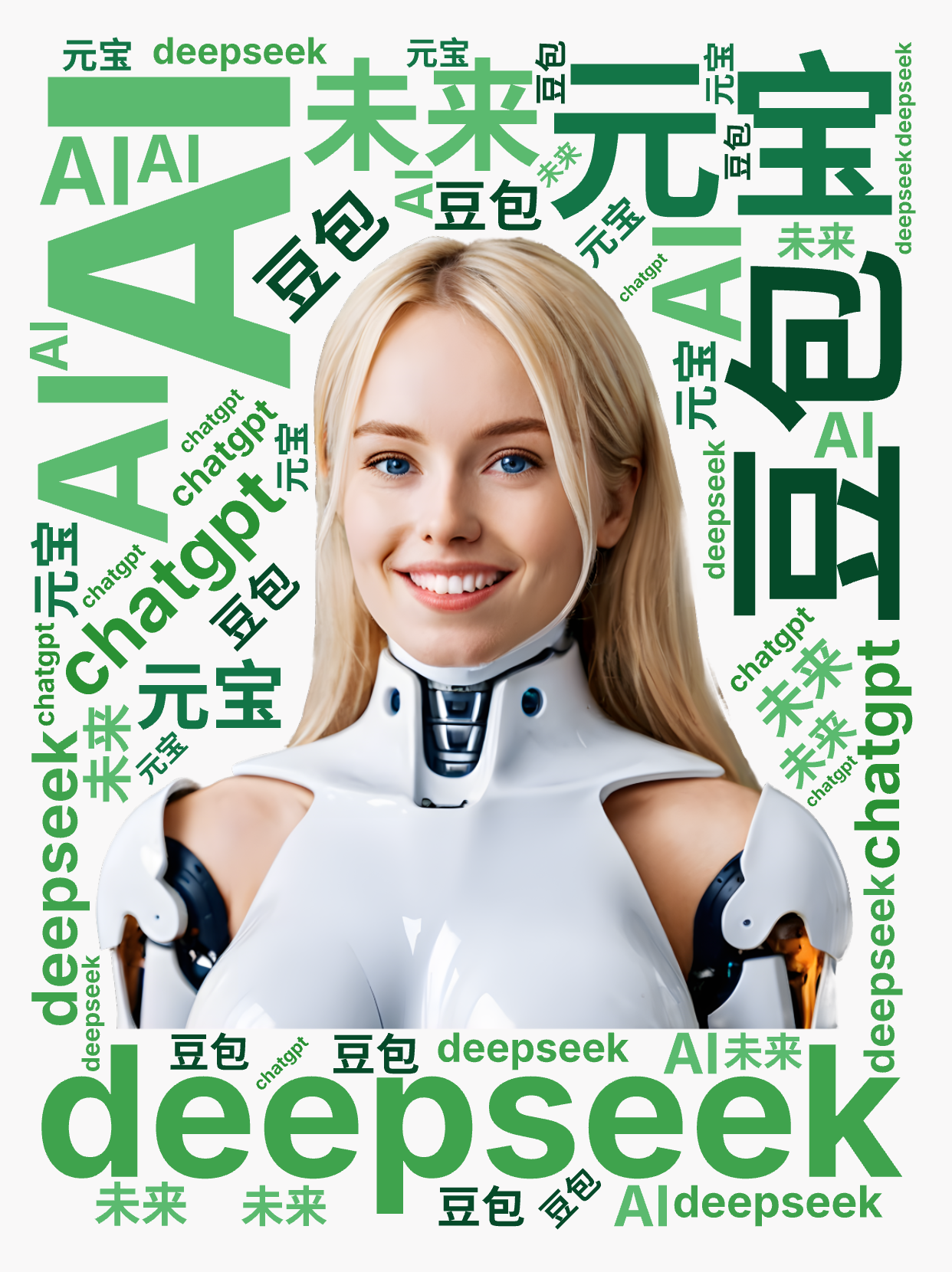 ,AI,deepseek,chatgpt,元宝,豆包,未来,文字词云图-wenziyun.cn